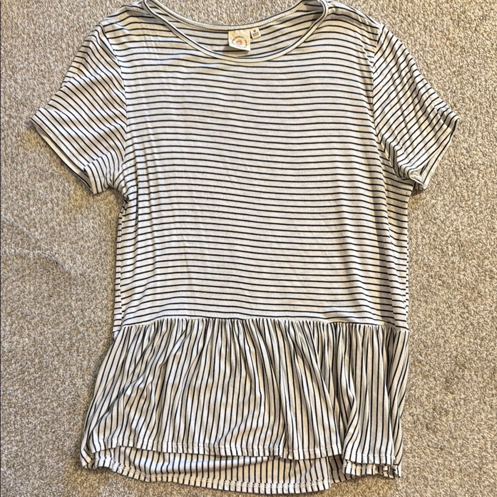 White and Gray Asymmetrical Peplum T-Shirt